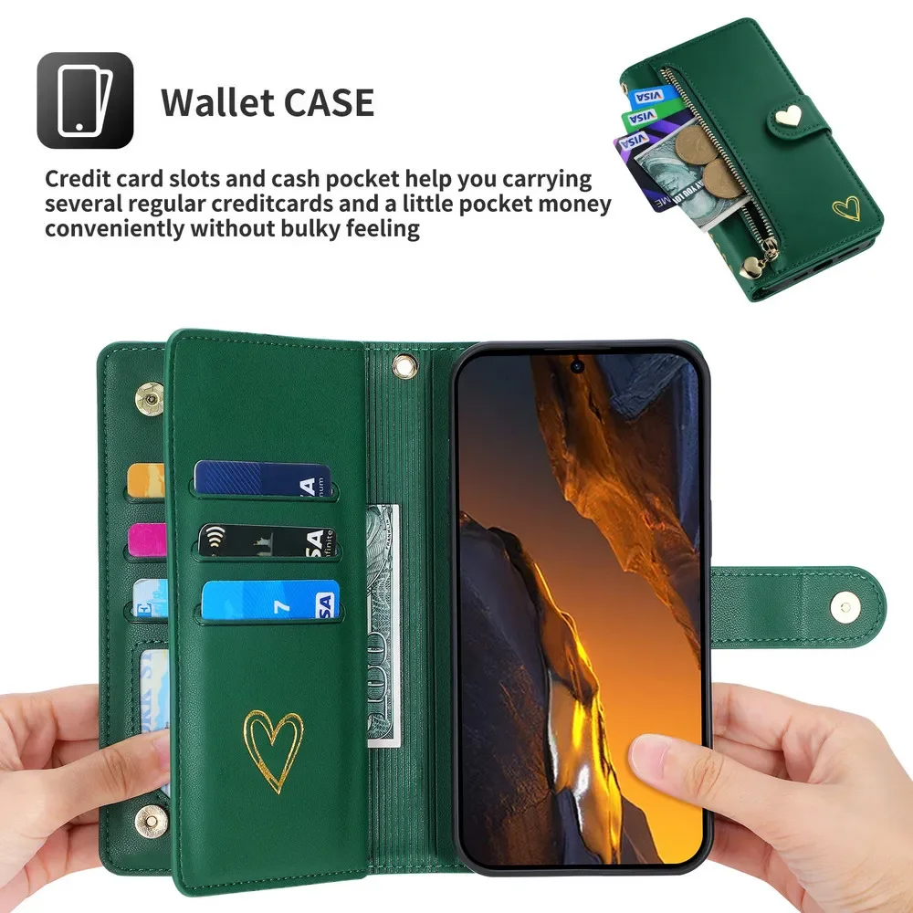 

Honor Magic6 Pro 5G Luxury Case Zipper Leather Wallet Flip Phone Cover For Huawei Honor Magic 6 Lite Case Magic 6 Pro 6Lite Etui