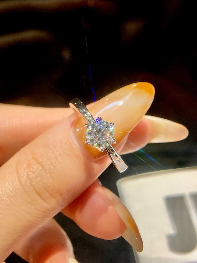 Real 0.5-2ct Real Moissanite Diamond Ring Engagement Wedding  Rings for Women 925 Sterling Silver Luxury Quality Fine Jewelry