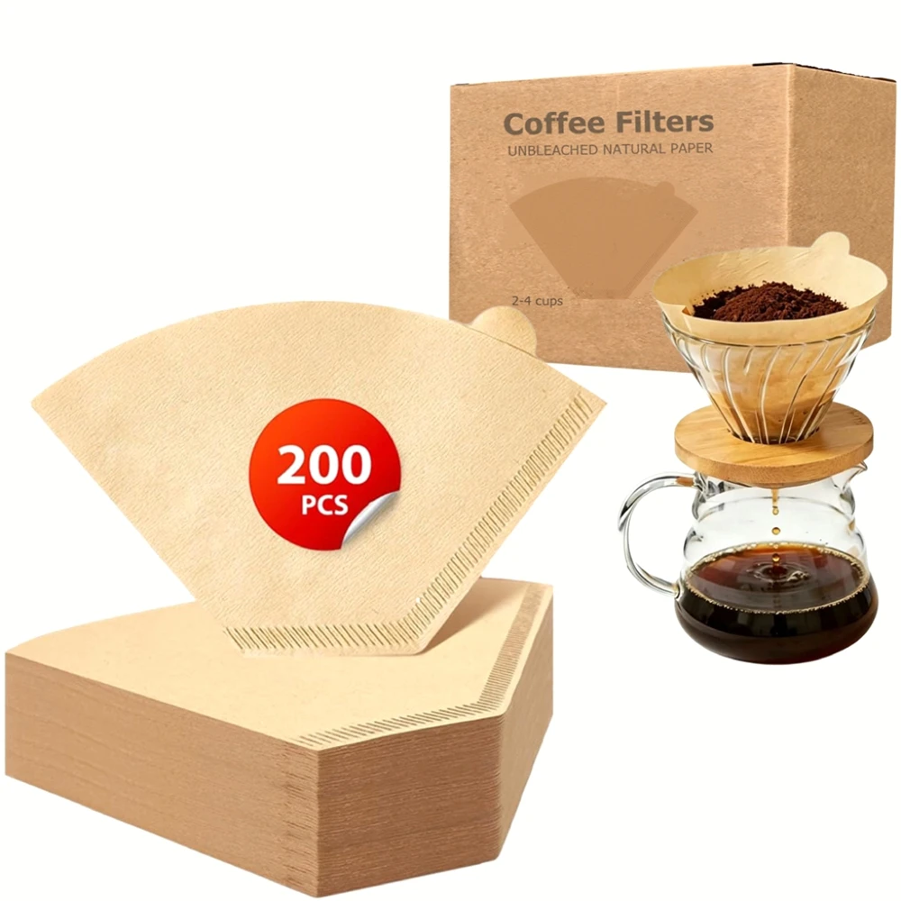 200 Count Coffee Filters 2-4 Cup Natural Coffee Paper Filter Disposable Coffee Filter Cone Paper for Pour Over Drip Coffee Maker