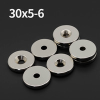 30x5-6mm Super Strong Round Manget With Holes For Construction,Science,Crafts,Education,Refrigerator Disc Magnets