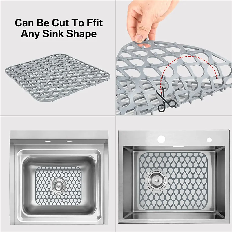 Silicone Sink Protectors for Kitchen, Folding Non-Slip Sink Mat Grid for Bottom of Stainless Steel Porcelain Sink 1Pcs