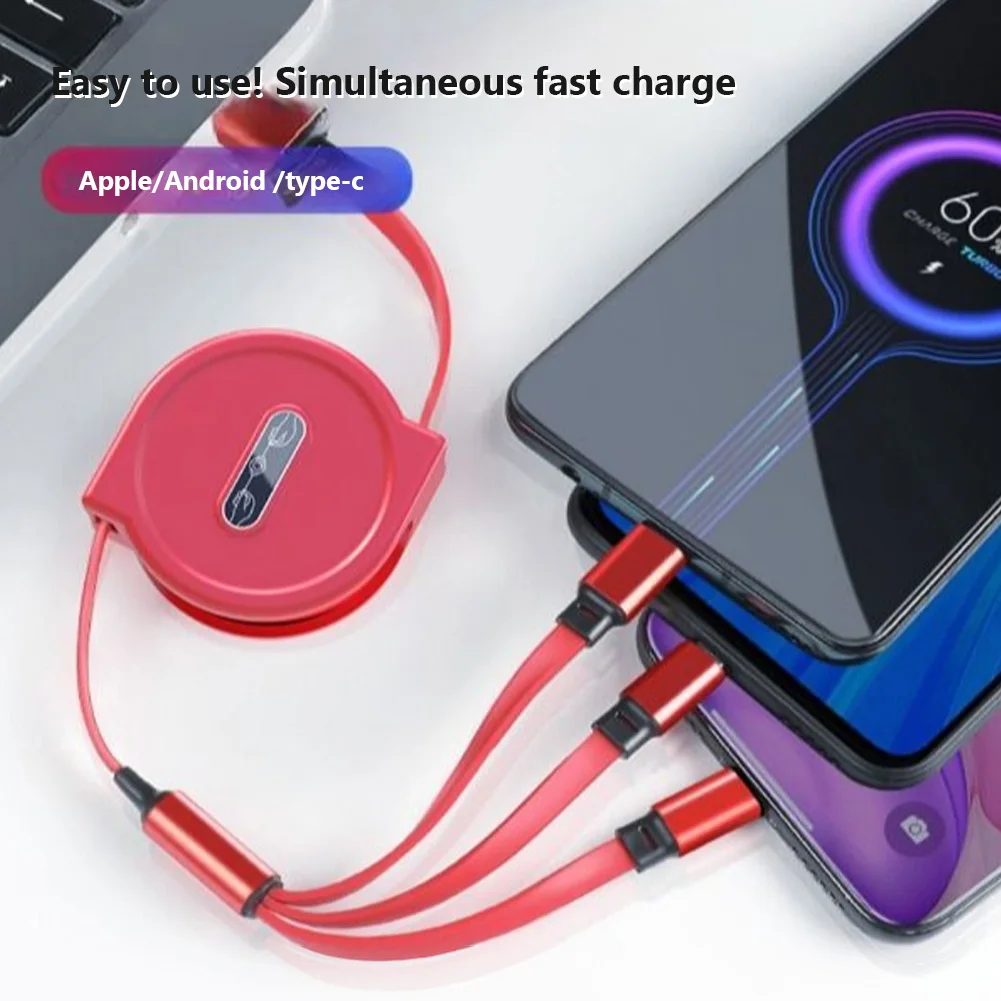 

3-In-1 2.5A Charging Cable Fast Charging Wire Multi Charging Cord USB Cord Adapter Compatible For Android IPhone Devices