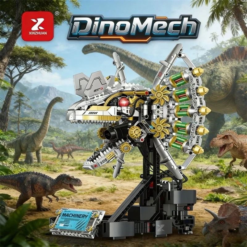 

Mechanical Dinosaur Skull Building Block Model Vintage Steampunk DIY Kit For Boys Teens Home Table Decor Halloween Display Gift