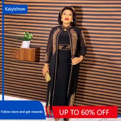 Customized Customized Plus Size African Party Dresses for Women Chiffon Boubou Ankara Dashiki 2 PCS Set Outfit Dubai Kaftan Aba