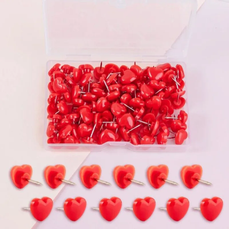 Pink Heart Push Pins — 50 Pack