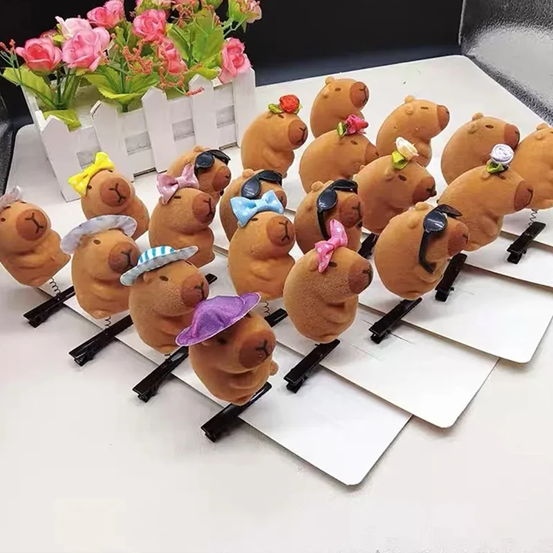 10/20Pcs Kawaii Little 3D Capybara Spring Duckbill Clip Bangs Side Clips Hairpin Hair Accessories