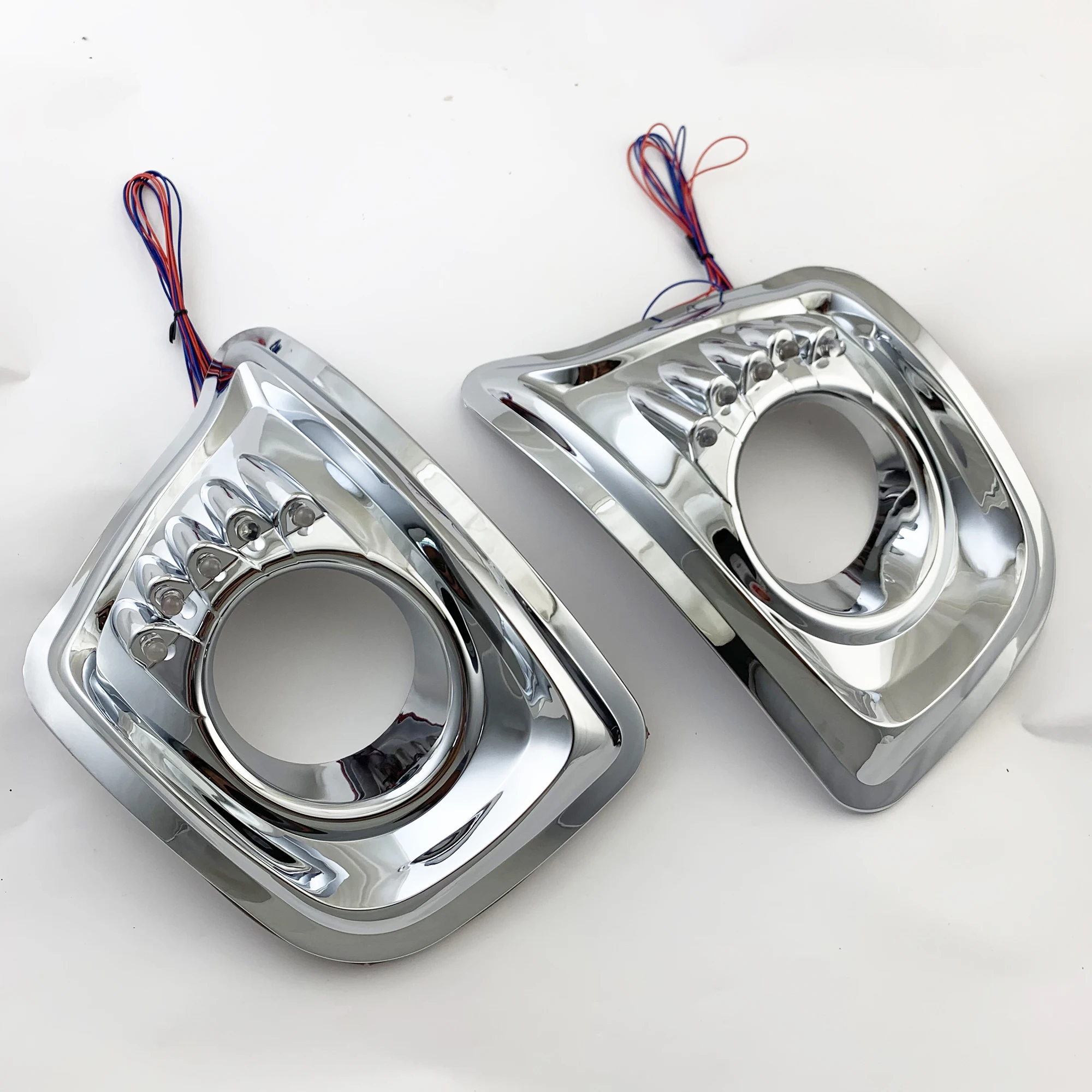 2pc New Car ABS Chrome Accessories Plated Front Fog Lamp Cover With LED Trim For Toyota Hliux Vigo SW4 2008 2009 2010 2011