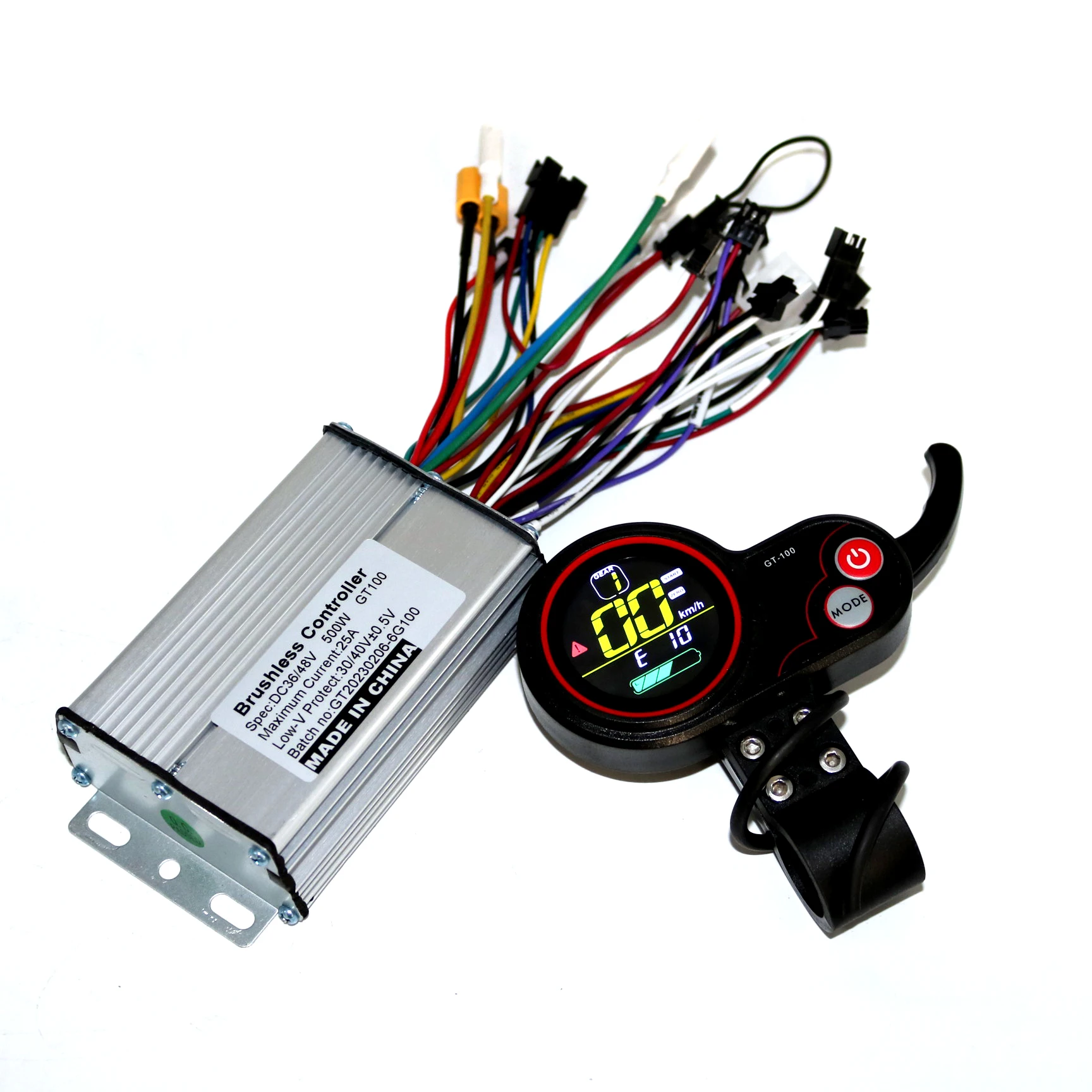 YAO  Six Mosfet 36V/48V/52V/60V 500W 25A BLDC Electric Ccooter Controller and GT-100 LCD Display One Set