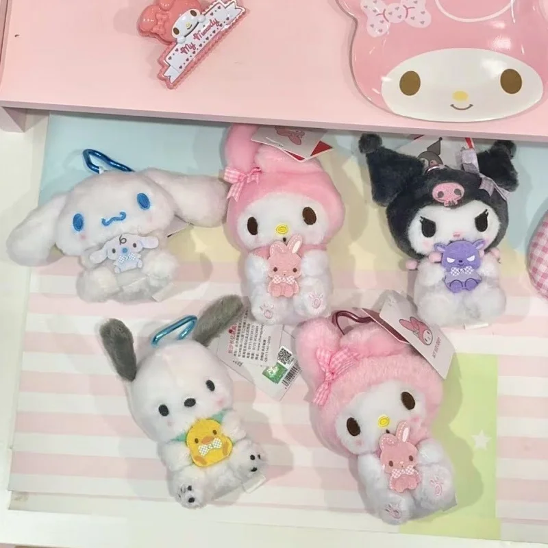 Sanrio Friends Series Pochacco Kuromi plush Toy Keychains Cartoon Hello Kitty My Melody Cinnamoroll Backpack Pendant Girls Gifts