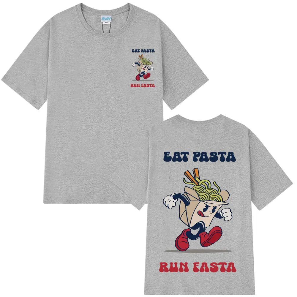 

Лидер продаж 2025 года, Eat Pasta Run Fasta, модная дизайнерская футболка с принтом, летняя свободная простая футболка с короткими рукавами, мужская и женская хлопковая футболка