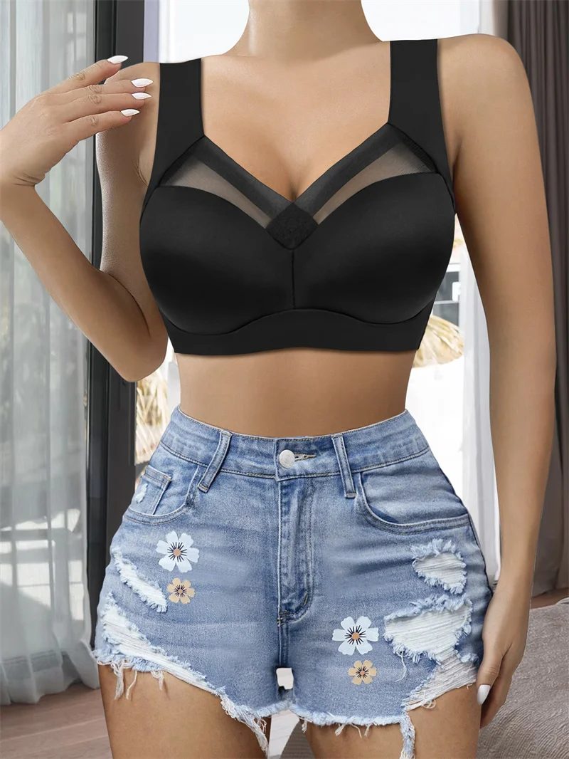 Solid Wireless Sports Bra, Comfy & Breathable Seamless Push Up Running Workout Tank Everyday Bra, Women's Lingerie & Underwear image 3