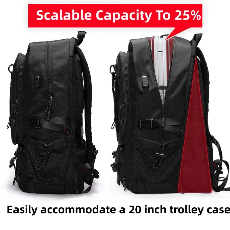 Sac à dos de voyage extensible grande capacité pour hommes, Liqu80L, sacs pour ordinateur portable 17 pouces, Oxford Fashion avec compartiment à chaussures