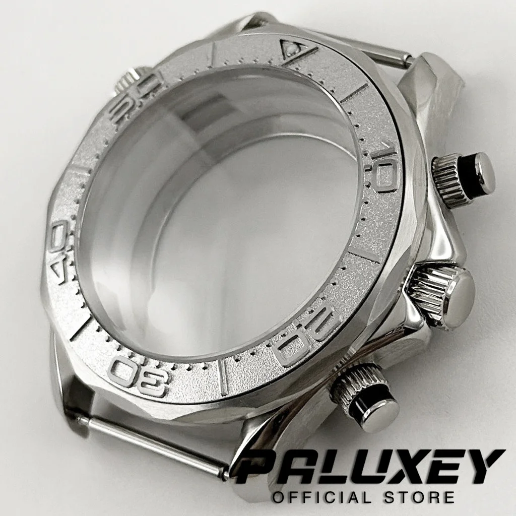 Seamaster 300 caixa de relógio vk63 41mm multi-funcional quartzo cronógrafo caixa de relógio vidro safira apto para movimento vk63 vk64