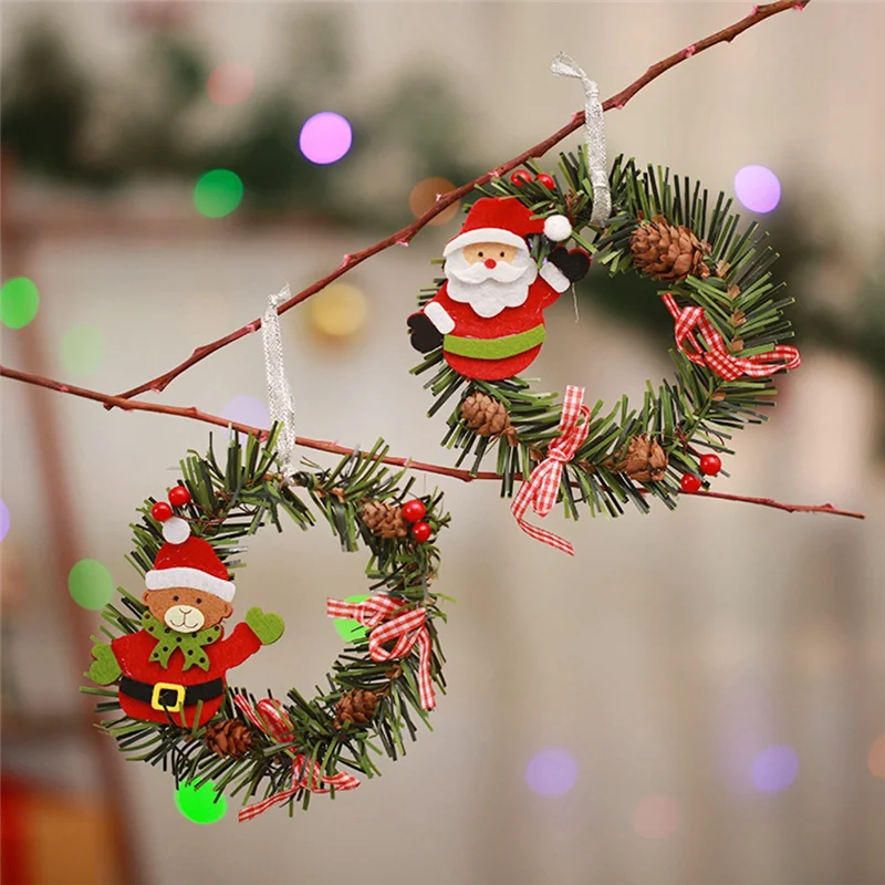 AA80-إكليل عيد الميلاد ديكور عيد الميلاد جارلاند الديكور عيد الميلاد ثلج-باب معلق مخاريط الصنوبر