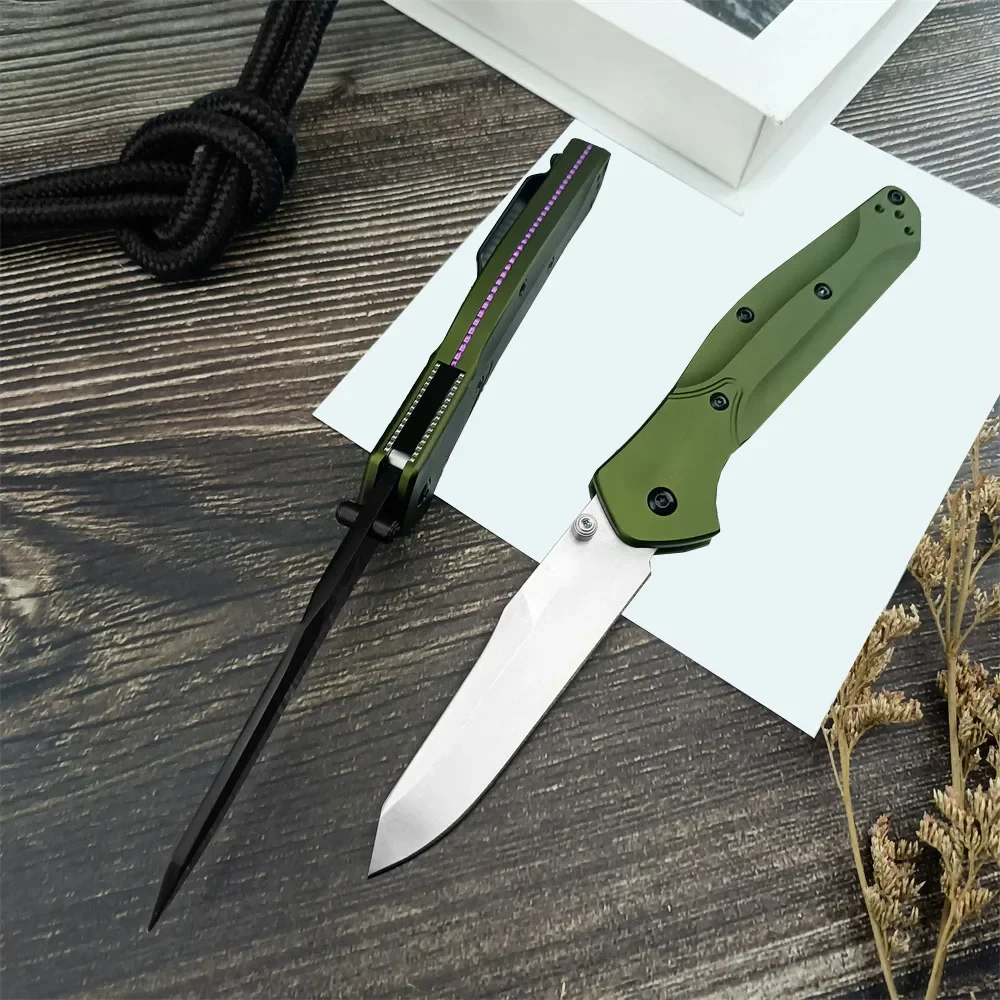 Green BM 940 Osborne Folding Knife D2 Clip Point Blade Aluminum Handle EDC Outdoor Hiking Protable Rescue Pocket Knife