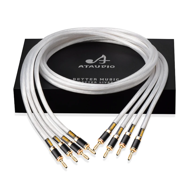 HIFI speaker Audio Cable for Speaker Amplifier 12 Stands OCC Silver Plated Core Banana/Y Gold Plated Plug Speaker Cable