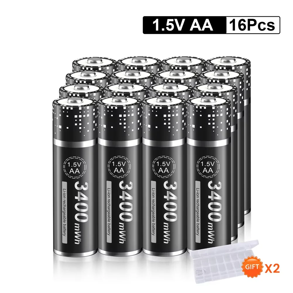 PALO 1.5V AA Rechargeable Battery 3400mWh 1.5V AA R6 Li-ion Rechargeable battery AA Lithium Batteries for Remote Control Toys