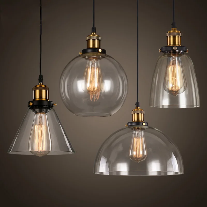 

Vintage Industrial Pendant Light Retro Hanging Lamp Glass Lampshade Ceiling Chandelier for Bedroom Living Room Kitchen Lighting
