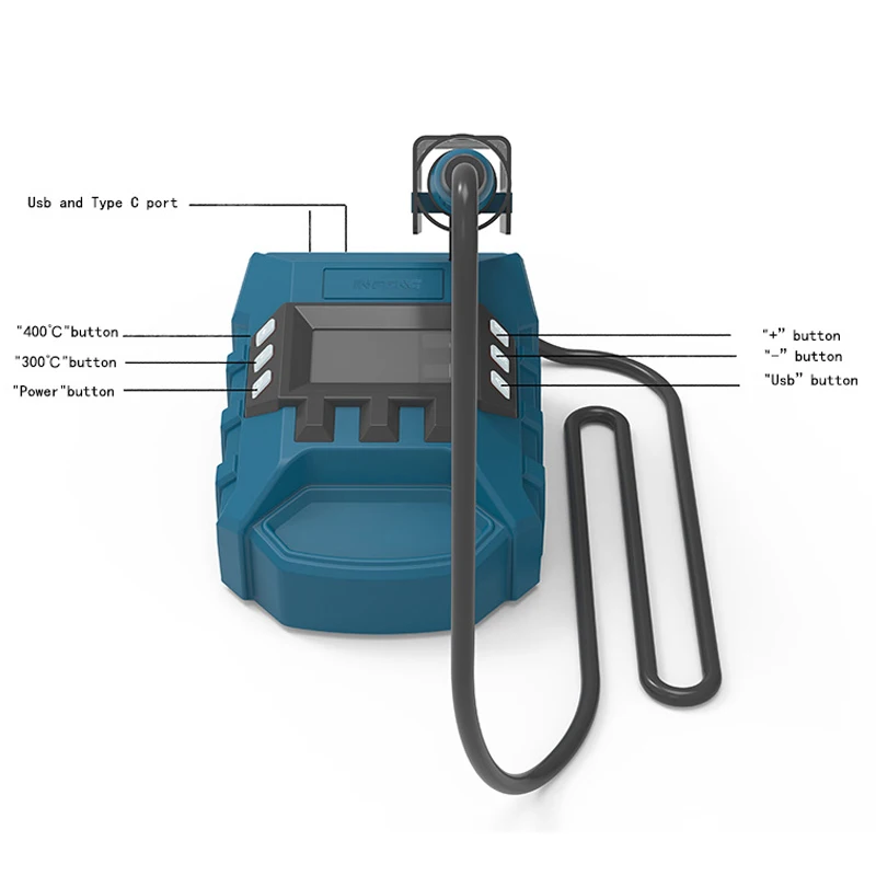 

For Makita/DeWalt/Milwaukee/Bosch 18V-20V Battery,60W Portable fast heating soldering iron with USB &Type-C interfaces for DIY