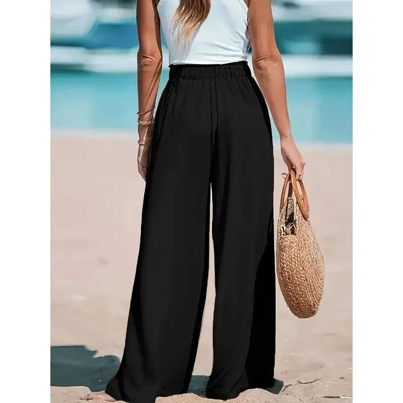 Women's High Waist Wide-leg Pants - Breathable and Light Fabric, Loose and Casual Style - Comfortable, Fashionable and Elegant