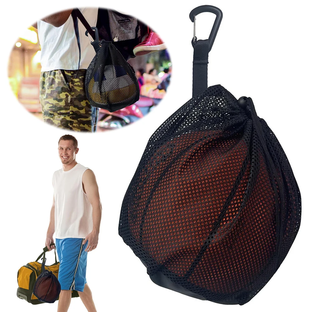 Netz-Tragetasche mit Clip, Kordelzug, Sling-Rückentasche mit Reißverschlusstasche, Sportballtasche für Basketball, Fußball, Volleyball, Fußball