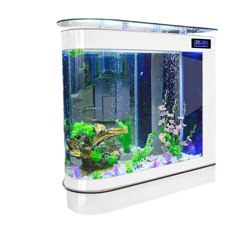 ZC Bullet Fish Tank Aquarium Large Fish Globe 1.2 M 1.5 M Partition Ecological Glass Fish Tank Bar Counter