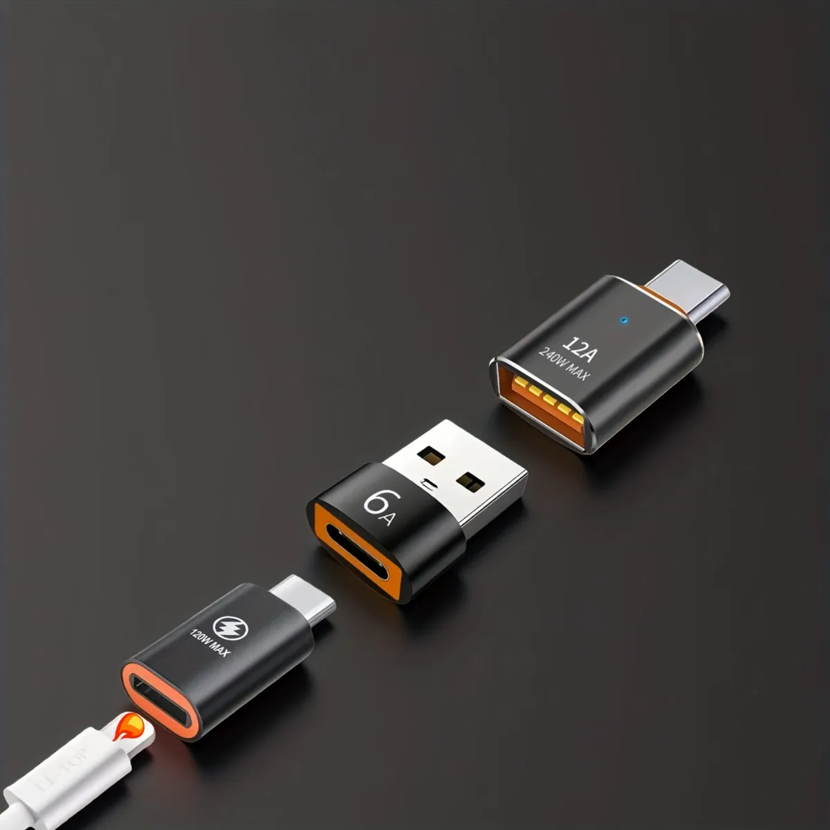 3-Pack USB to Type-C Adapter Set, Support Charging & Data Transfer, Read USB Flash Drive for Phones, Tablets & Computers