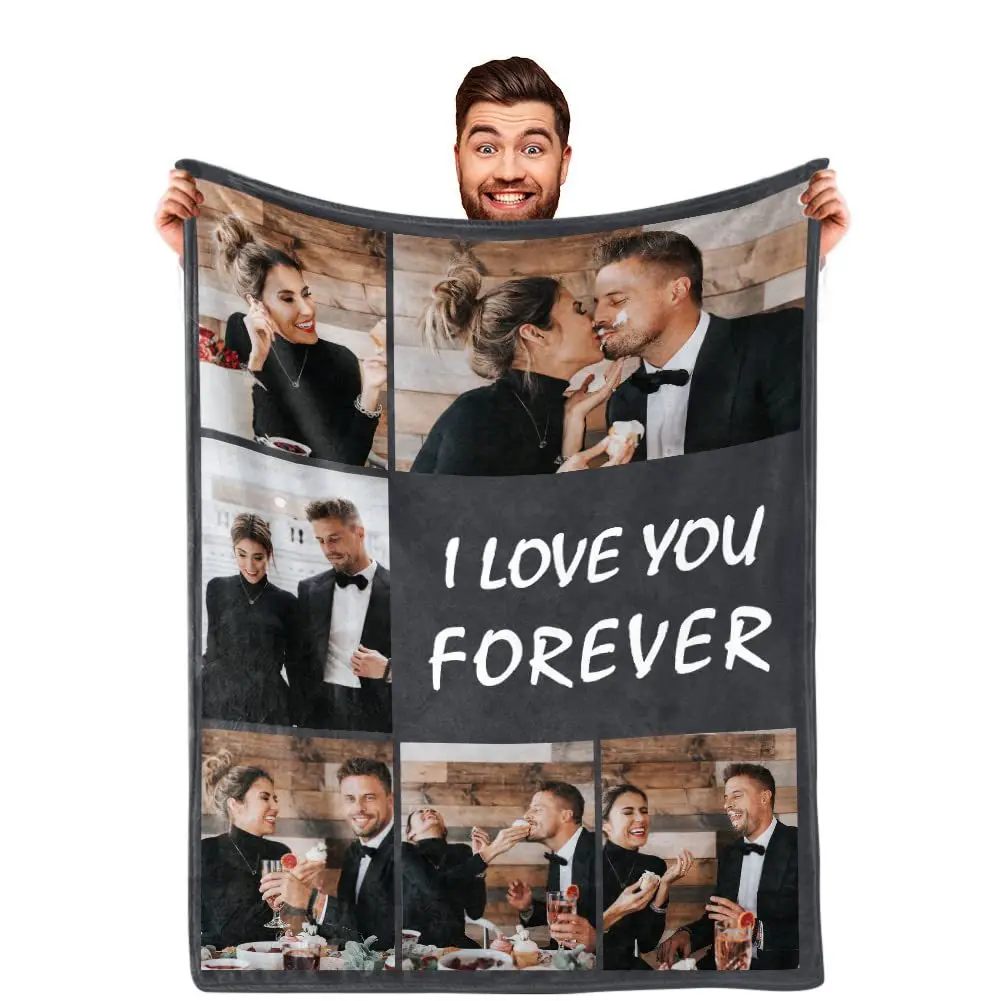 I Love You Custom Picture Blanket With Words Collage Customized Blankets Birthday Souvenir Gifts Personalized Throw Blanket