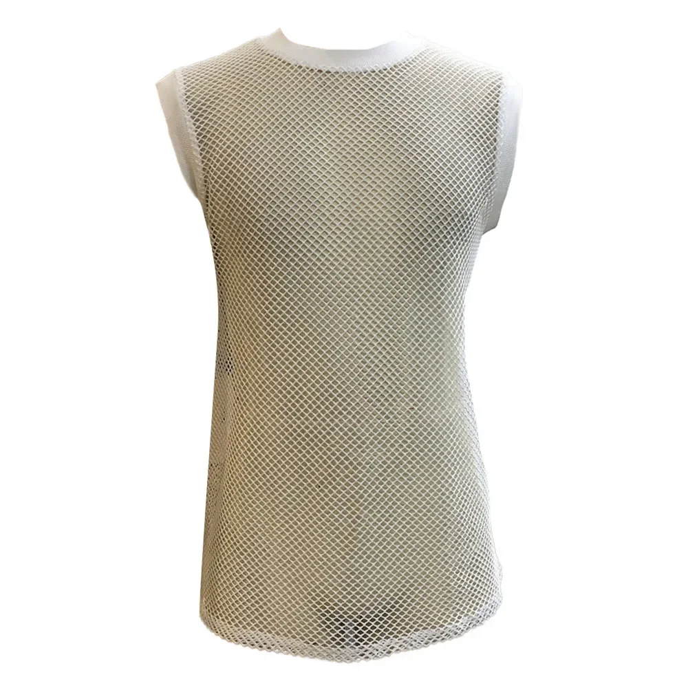 Mens Sexy Transparent Mesh Vest Fashion Perspective Sports Casual Solid Color Mesh Sleeveless Top Men Clothing 2024 Summer New