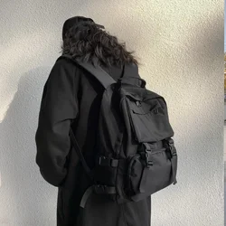 Mochila sencilla de gran capacidad para hombre y mujer, bolsa de viaje, sólida, a la moda, Unisex