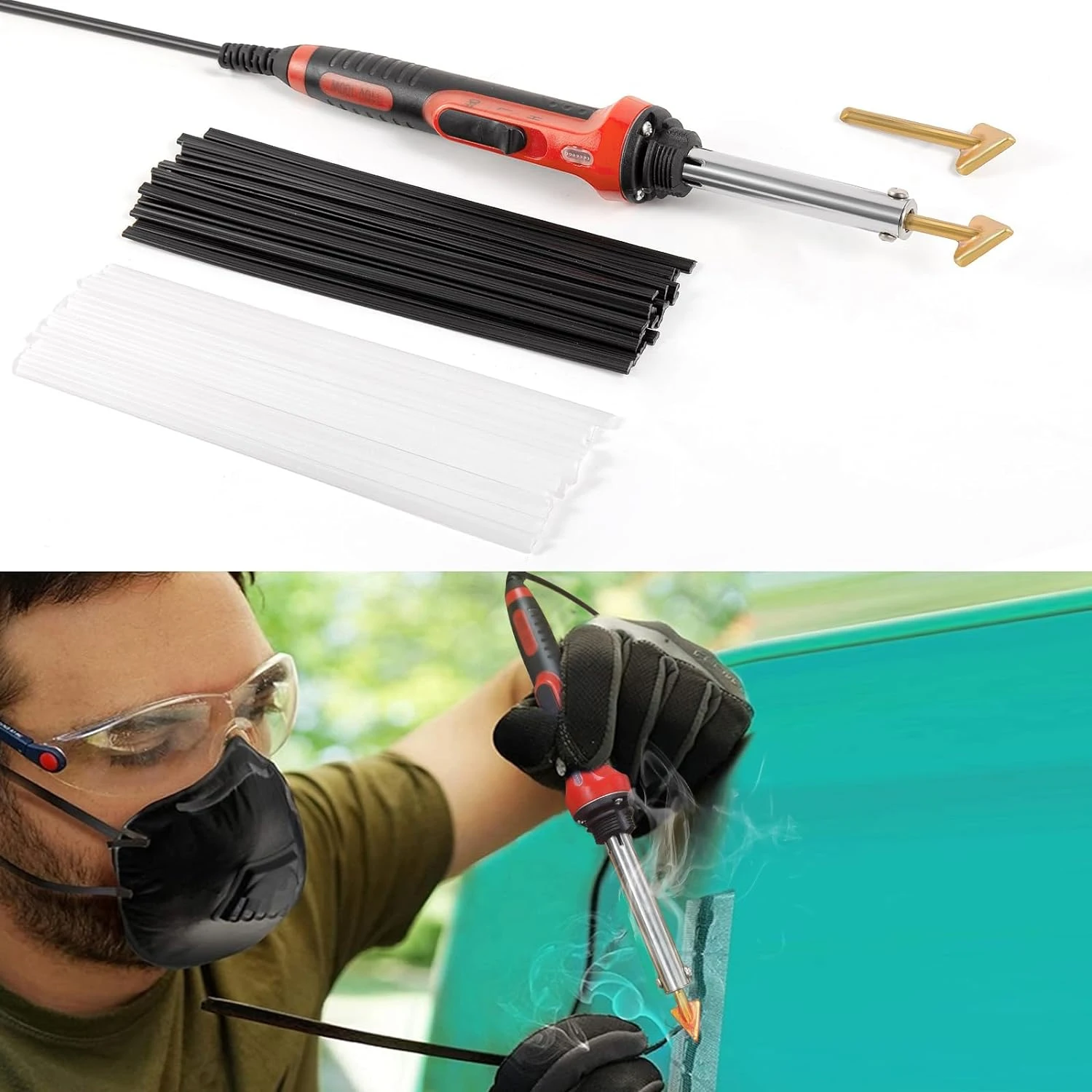 50W/100W Auto Stoßstange Reparatur Lötkolben, Einstellbare Temperatur Schweißen Rework Station, Lötkolben Spitze Reparatur Bügeln Werkzeug – Detail 14