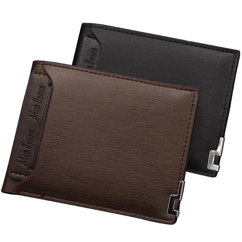 Men's Short Wallet Multi-Function Metal Edge Quick Access Card Holder RFID Blocking Slim Design