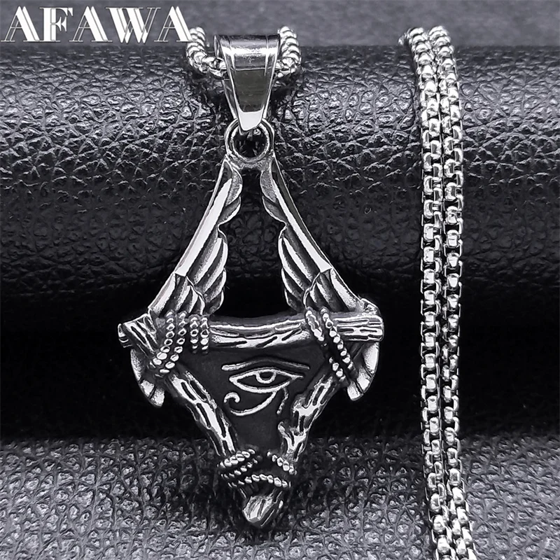 

Vintage Egypt Eye of Horus Chain Necklace for Women Men Stainless Steel Silver Color Egyptian Amulet Necklaces Jewelry NZZ352S02