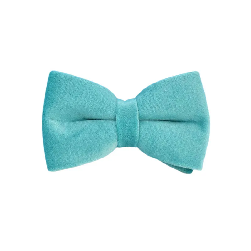 Conjunto de collar y correa de terciopelo turquesa con placa grabada_voghion.com