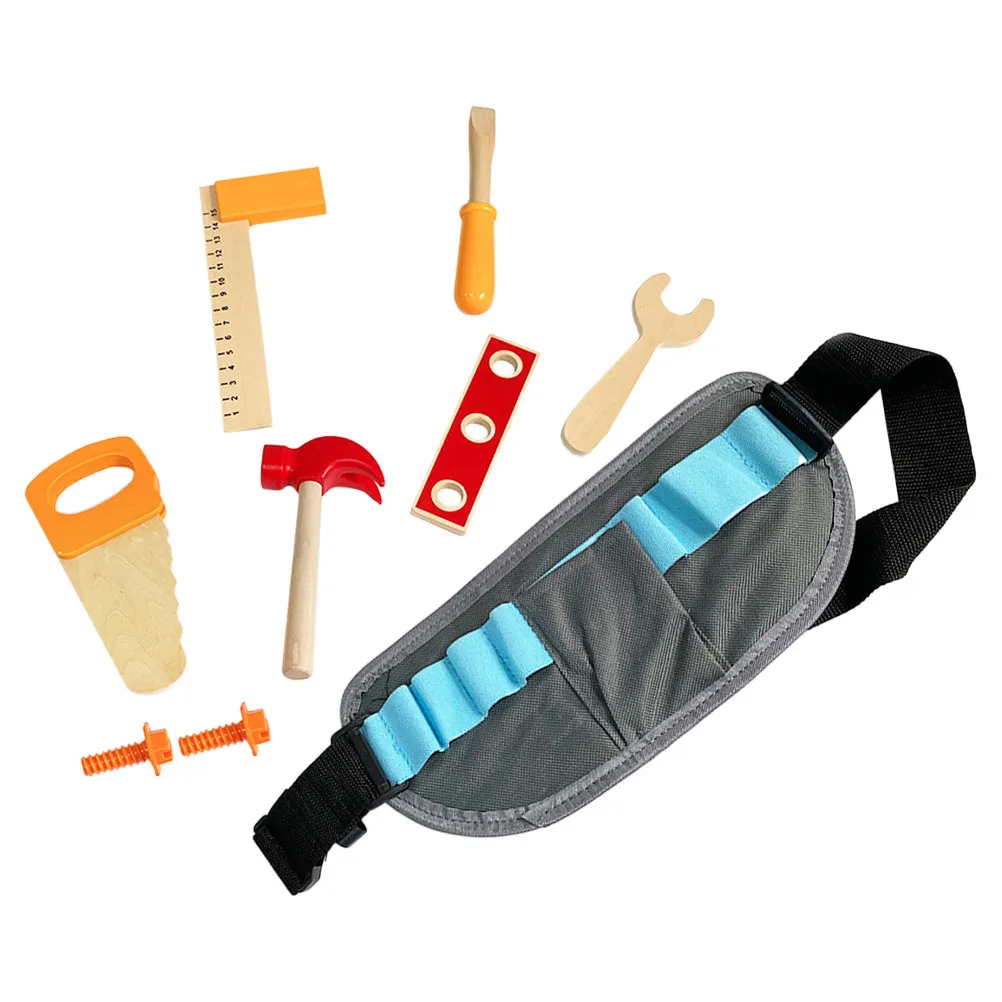 

1 set 1 Kids Repairing Tool Set Wooden Educational Pretend Play Fanny Pack Included Toddler Learning Repair Tool Set For Kids