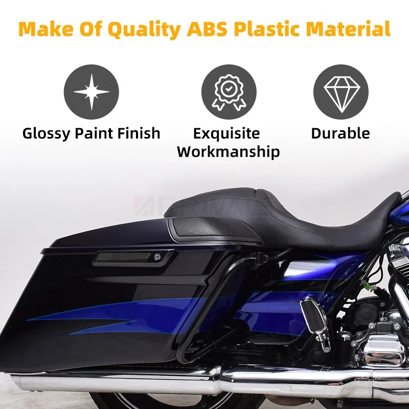 Czarna, twarda sakwa motocyklowa z osłoną zamka i odblaskami w kolorze dymionym do Harley Touring Road King Road Glide Street Glide 14+ — zdjęcie 4