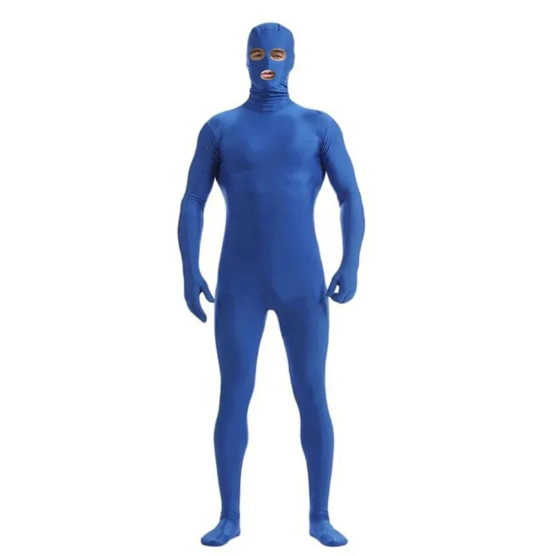بدلة Zentai كاملة للرجال مفتوحة العيون والفم لكامل الجسم بدلة ضيقة من Zentai بأكمام طويلة للأطفال البالغين