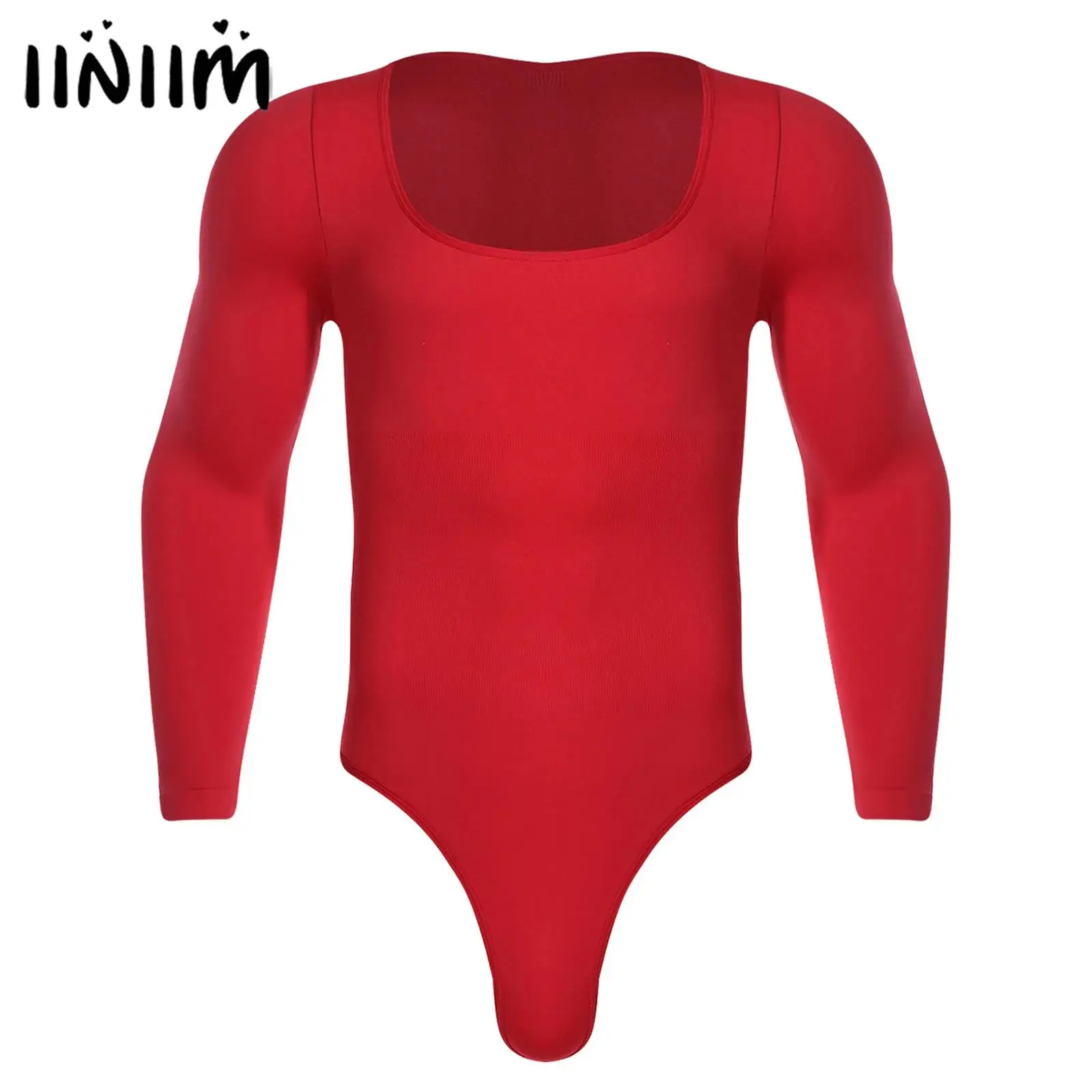 Мужское нижнее белье в рубчик, базовое боди, нижнее белье с квадратным вырезом и длинными рукавами, открывающаяся промежность, эластичный купальник, комбинезон для спортзала