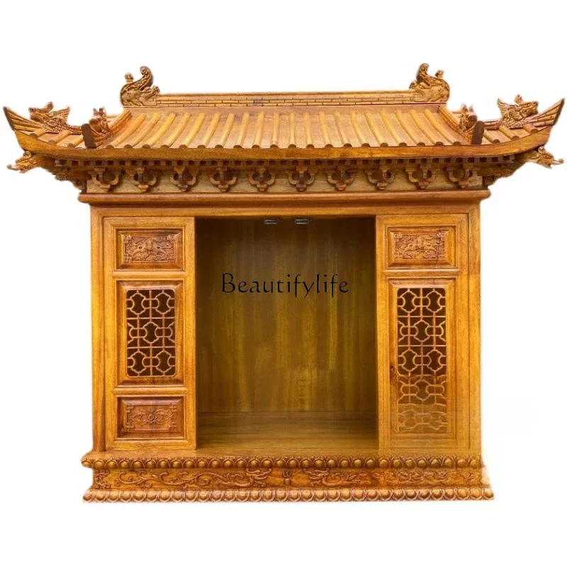 

4 Buddhist shrine Customized antique shrine with door for table can put family tree