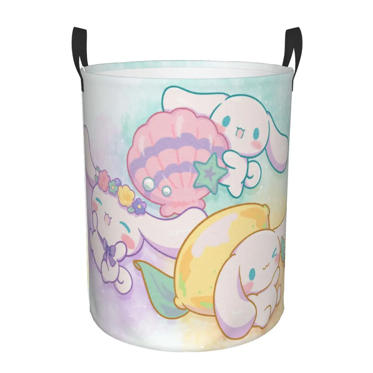 

Round Single-Layer Laundry Hamper Cinnamoroll Lightweight and Durable Dirty Clothes Basket with Breathable Design for Home