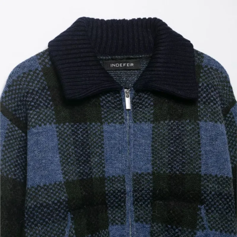 

2025 женская корейская вязаная куртка в клетку в стиле ретро, университетская куртка на молнии, верхняя одежда с длинными рукавами, повседневная уличная повседневная одежда, осень