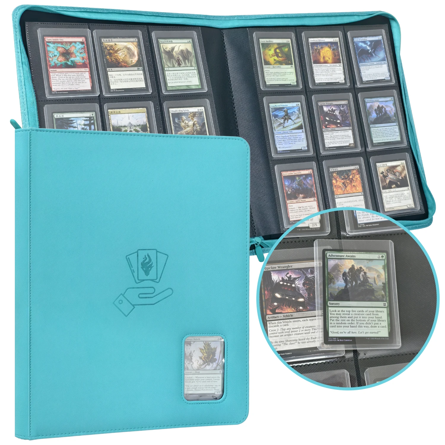 Toploader Binder, Holds 360 Top Loader, 9 Pocket Top Loader Binder for 3' X 4' Rigid Cards, Toploader Card Binder