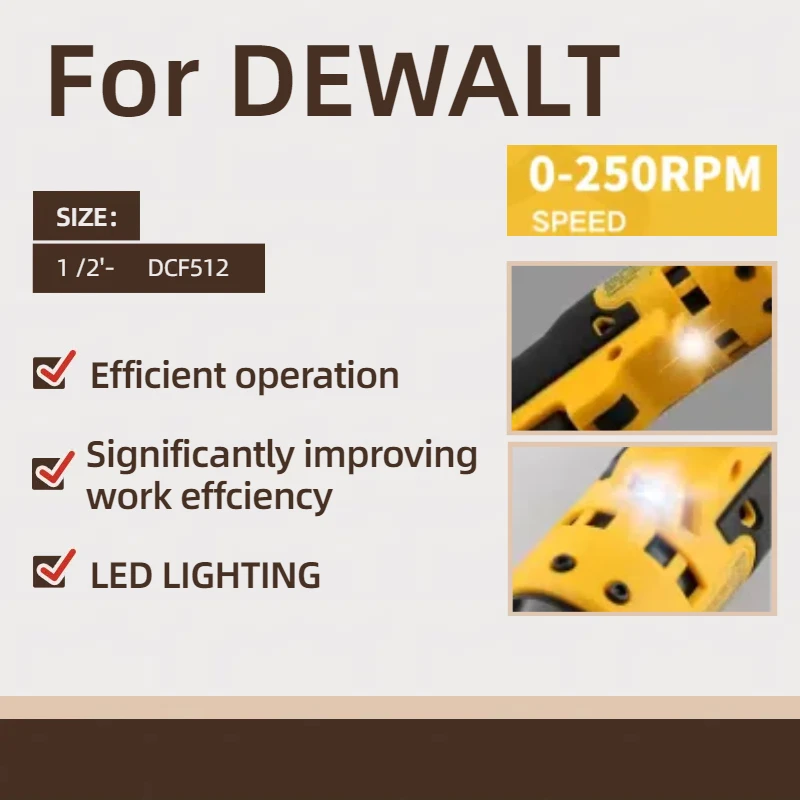 For Dewalt DCF512 1/2 Inch Brushless Ratchet Right Angle Wrench LED Cordless Driver Variable Speed Power Wrench 20V