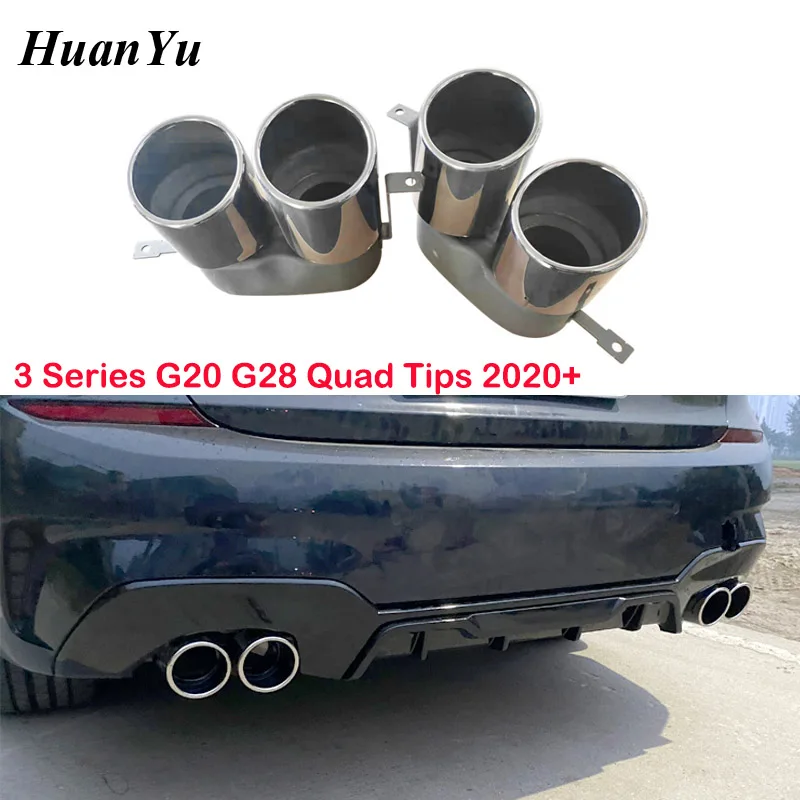 

1pair G20 G28 Quad Exhaust Tips for BMW 3 Series G20 G21 330i 325i M340i 2020 2021 2022+ Muffler Stainless Steel Tailpipe