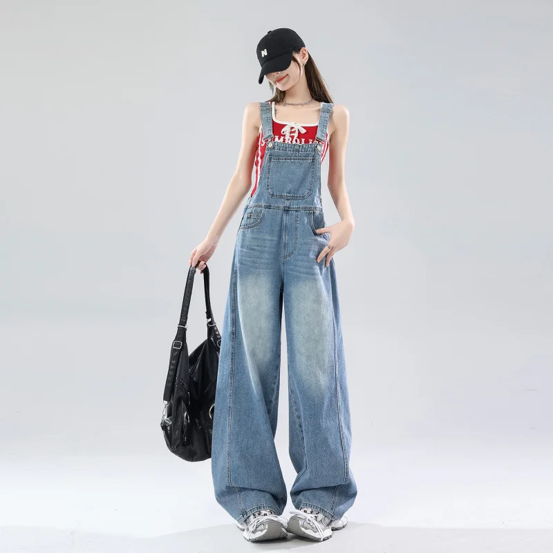 

Youthful Wide-Leg Denim Overalls for Women2026New Spring and Autumn Lazy Style High-Waisted Slimming Loose Casual Jumpsuit