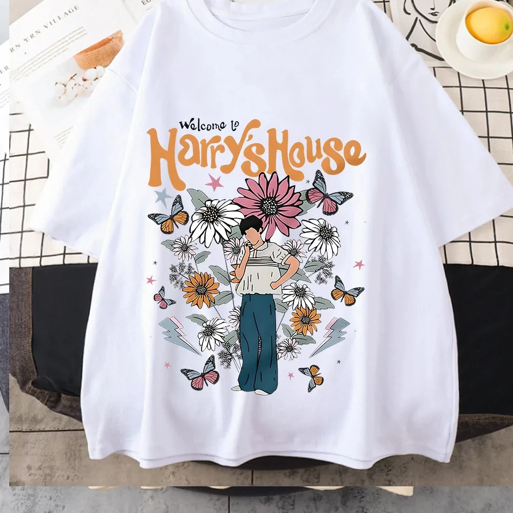 Welcome To Harrys House Printing T-Shirt Women Casual Basic T Shirt Hip Hop Street Short Sleeve Fashion Funny Tops Female Summer