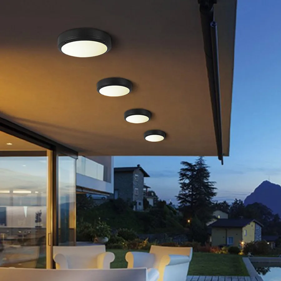 Imagem -05 - Impermeável Rodada Led Luz de Teto Lâmpada Simples Exterior Jardim Corredor Varanda Downlight Terraço Villa Hotel 12w 18w