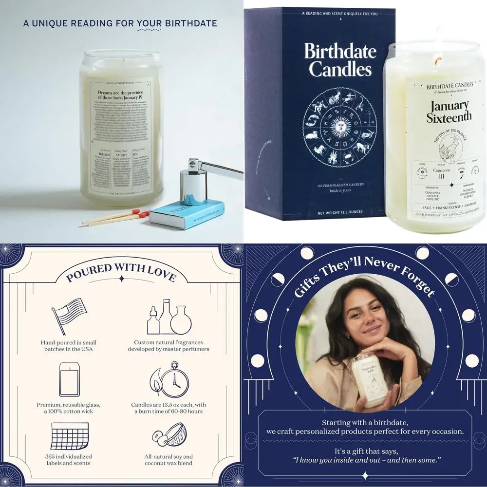 

Свеча на день рождения Козерога - Аромат шалфея, ладана и дубового мха - Натуральный соевый и кокосовый воск - Горение 60-80 часов - Произведено в США