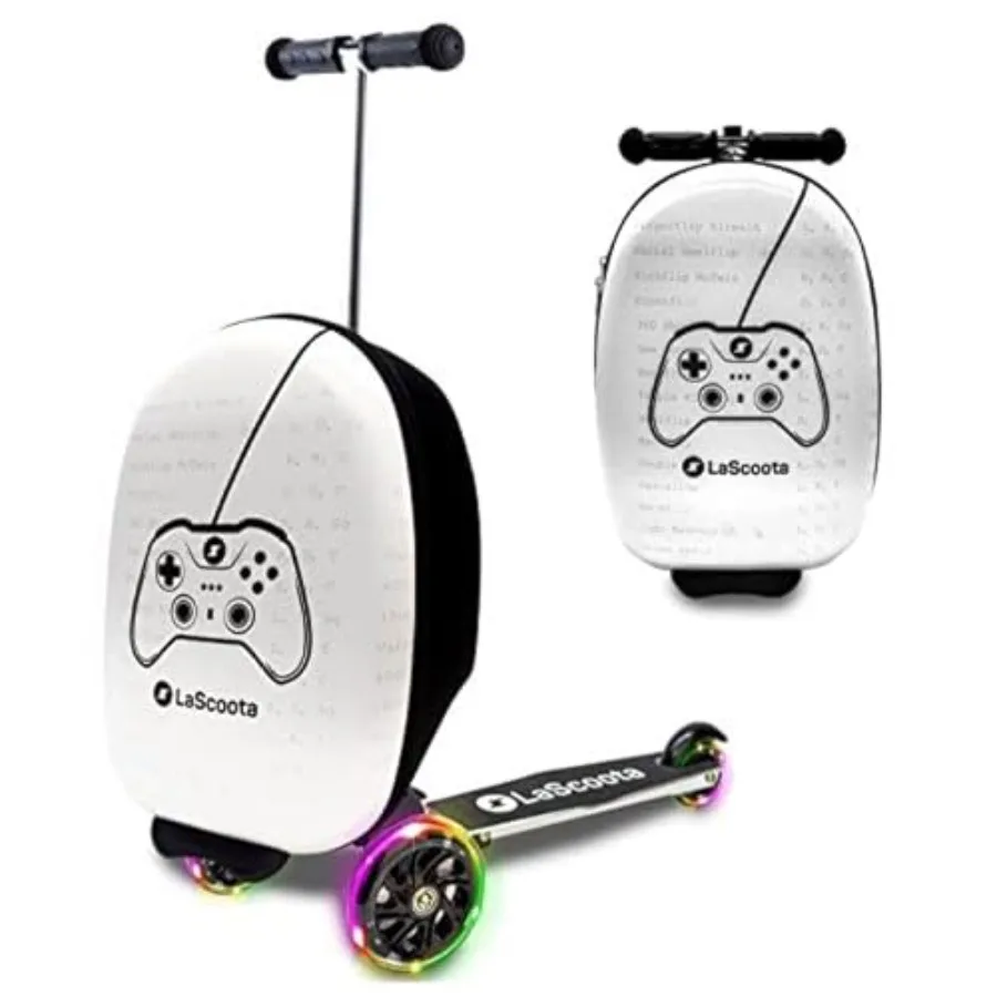 

Foldable Ride-On Suitcase - Lightweight Luggage with Easy-Glide Wheels - LED Lights for Kid Suitcase - Foldable Luggage Convert