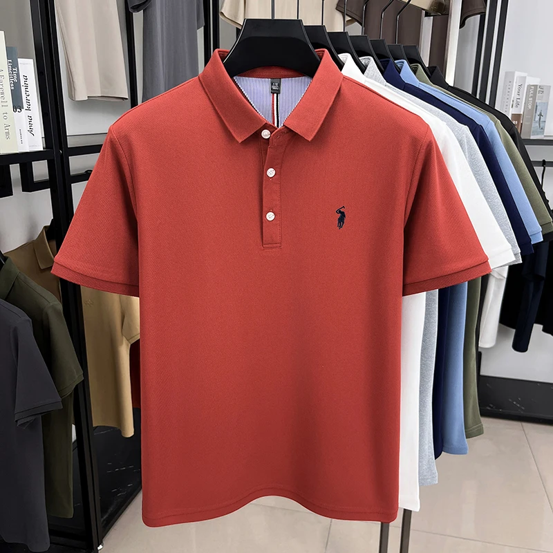 High end brand short sleeve men's polo shirt luxury pony embroidery summer lightweight breathable T-shirt new fashion Paul top image 6
